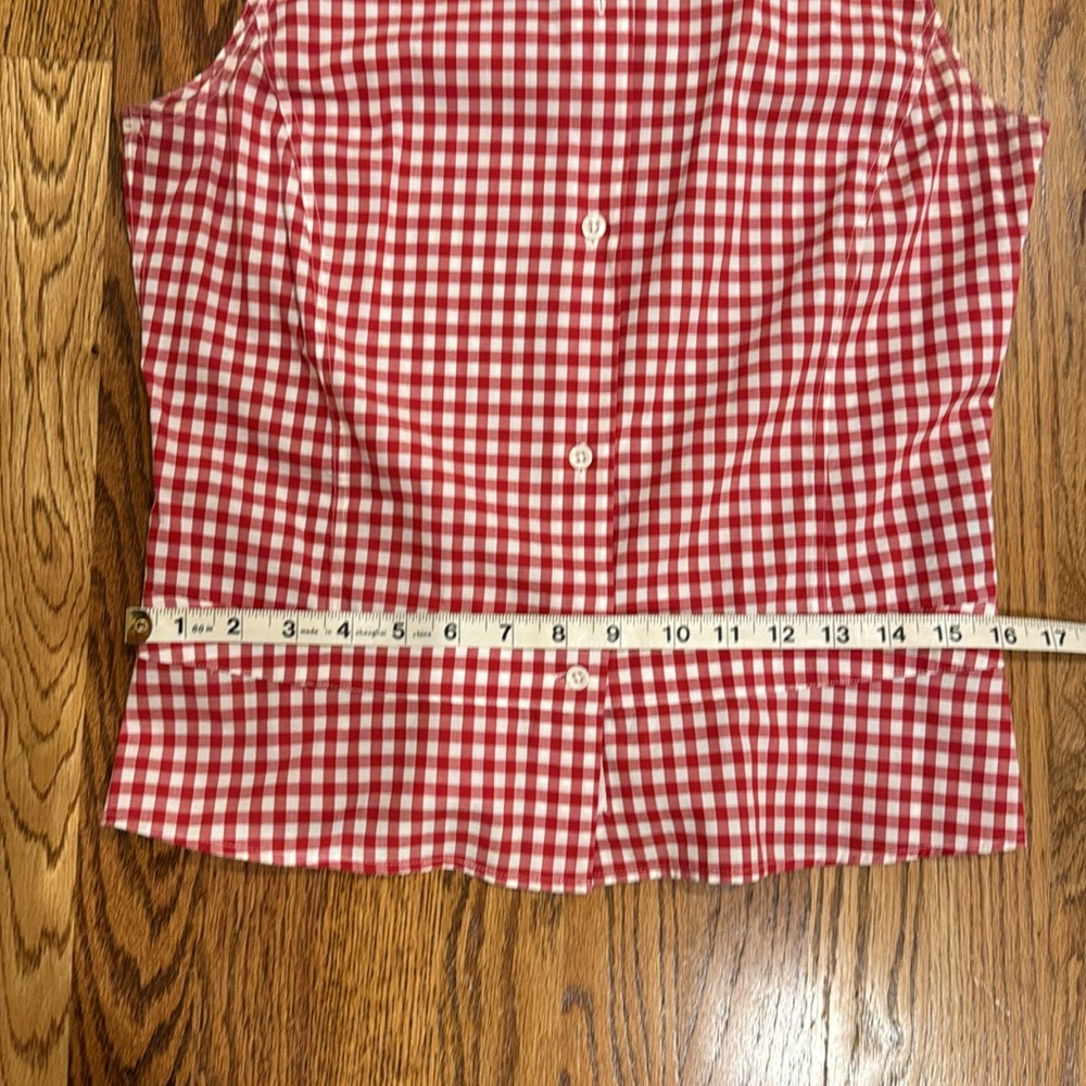 Façonnable Women’s Sleeveless Red and White Check Shirt Blouse size XS - Picture 8 of 9